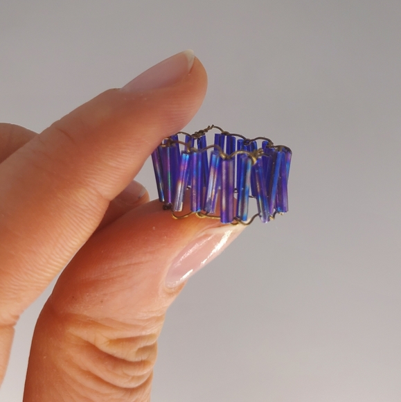 Purple Beaded Handmade Ring - Picture 4 of 9